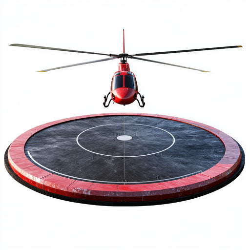 Realistic drawing of a helipad, white background, isolated