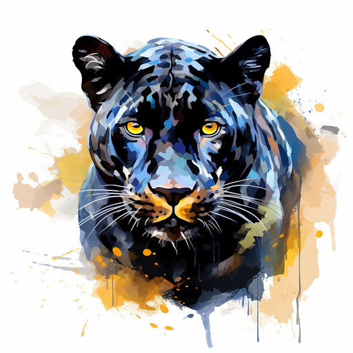 Panther clipart in the style of Impressionistic Art, on white background