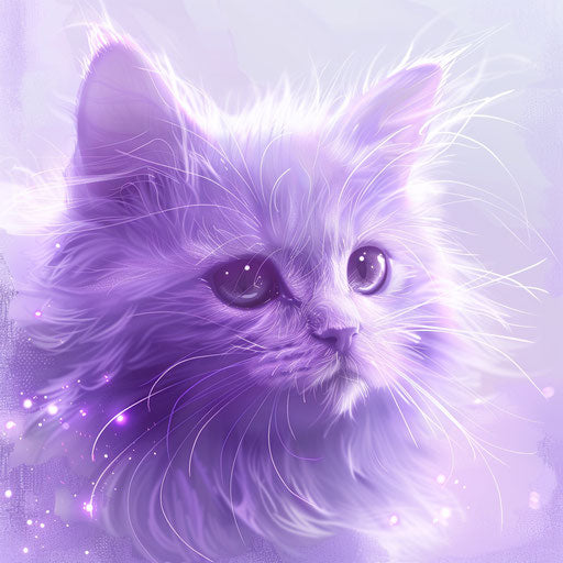 Realistic cat illustration on flat lavender background