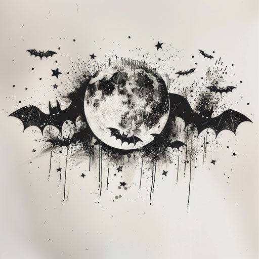 Mystical lunar tattoo with a Halloween twist