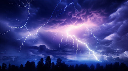 Blue sky with lightning, detailed background elements