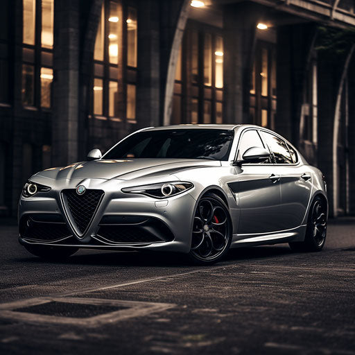 Classic Silver Alfa Romeo Giulia Quadrifoglio car