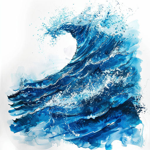 Abstract tattoo of sea and sky merging at horizon