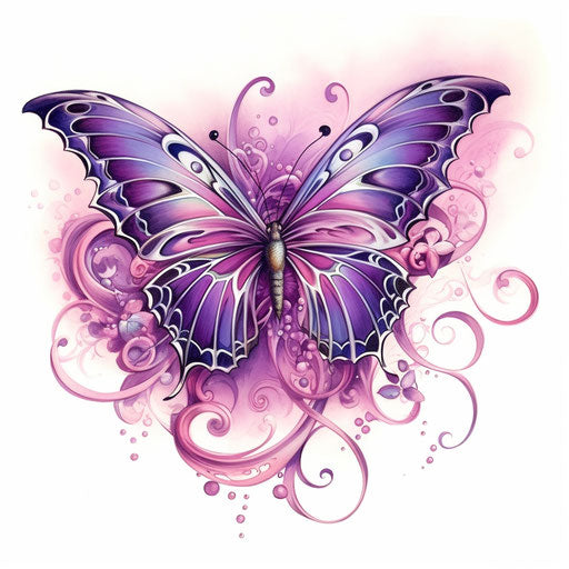 Butterfly tattoos for women, butterfly tattoo designs, in the style of dark pink and purple