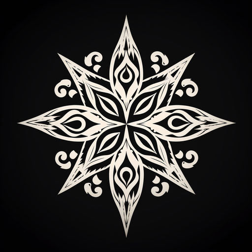 Black and white star butterfly tattoo pattern, Maori art style
