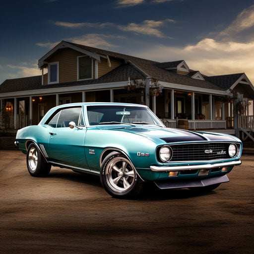 Seafoam blue Chevrolet Camaro classic car