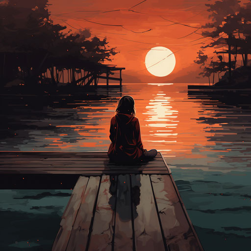 Solitude at the lake, strong emotional impact, cut/ripped