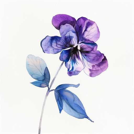 Delicate violet flower in watercolor tattoo design