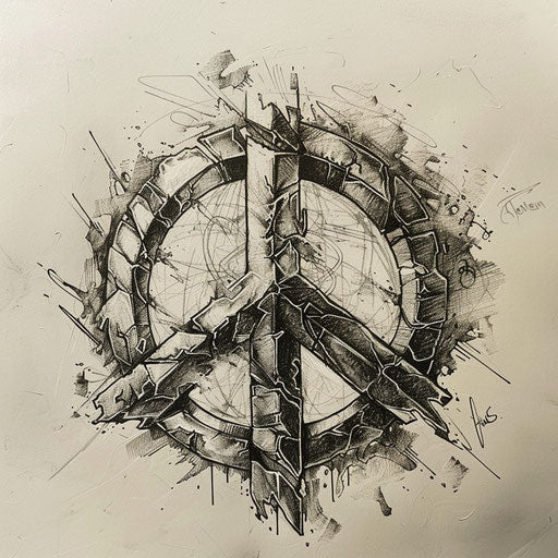 Edgy peace tattoo sketch in a punk rock style