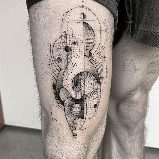 Contemporary flat tattoo sketch of an abstract art piece