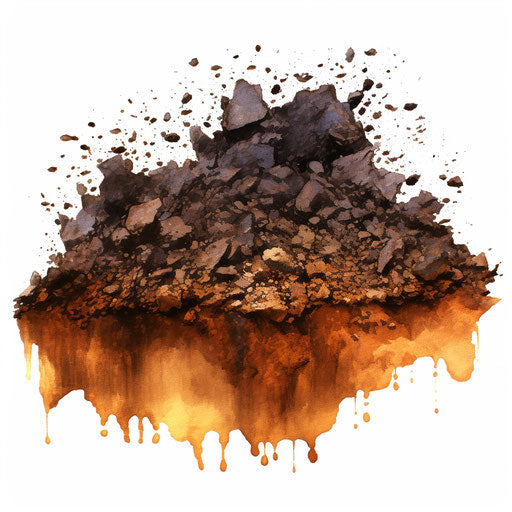 Soil clipart in the style of oil painting, on white background
