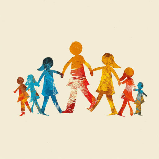 Chain of paper dolls symbolizing family unity – IMAGELLA