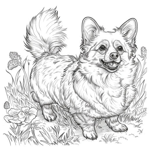 A corgi with a fluffy tail and perky ears