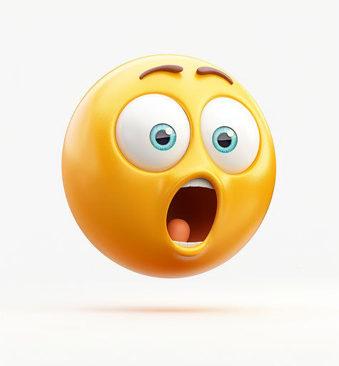Emoji of surprise on white background