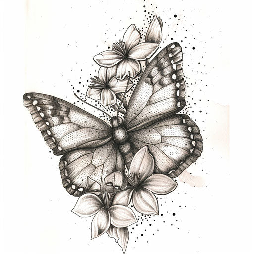 Butterfly Flower Tattoo Design Kit