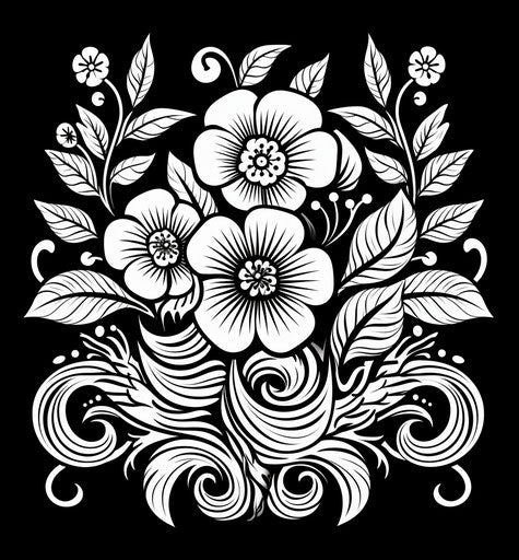 Floral design with swirls and leaves