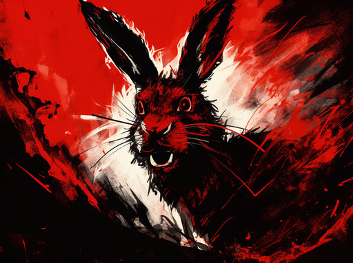 Red rabbit drawing