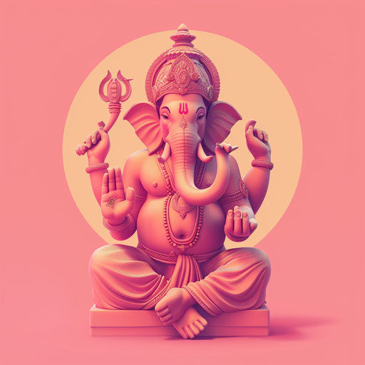 Ganesh ji clipart in photo realistic style with a flat random background