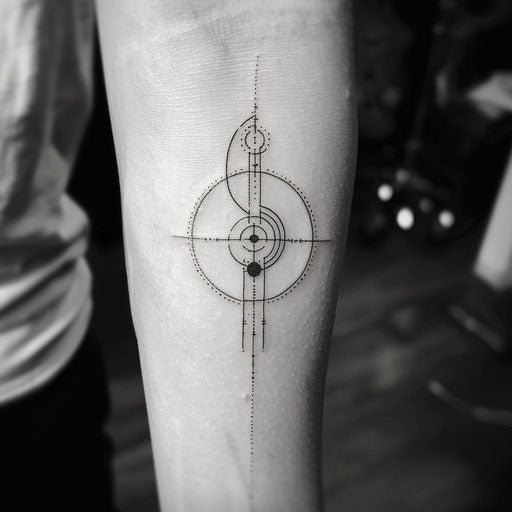 Minimalist interpretation highlighting the eleven tattoo sketches