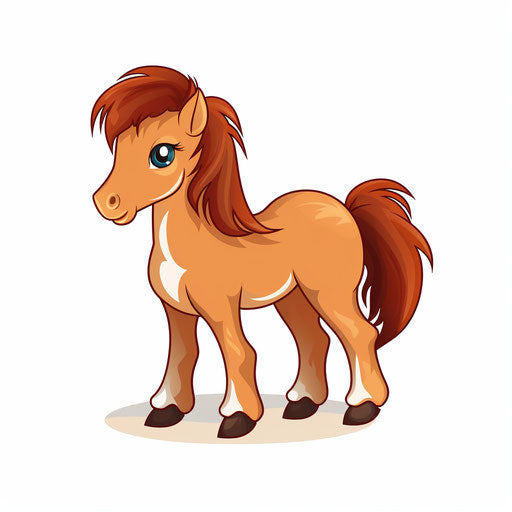 Minimalist pony illustration on white background