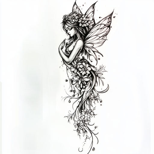 Whimsical fairy upper arm tattoo for women