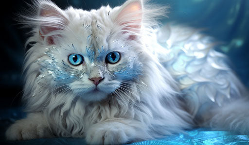 Cat with ears up, best of web, in the style of light silver and light azure, manticore 12:7