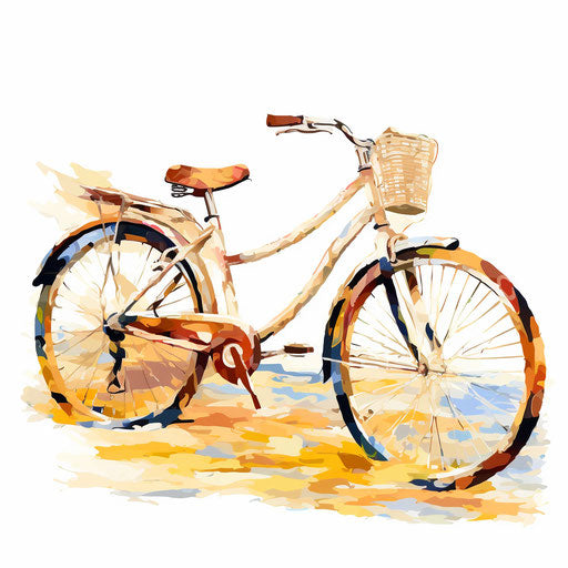 Bicycle illustration in the style of Impressionistic Art, on white background