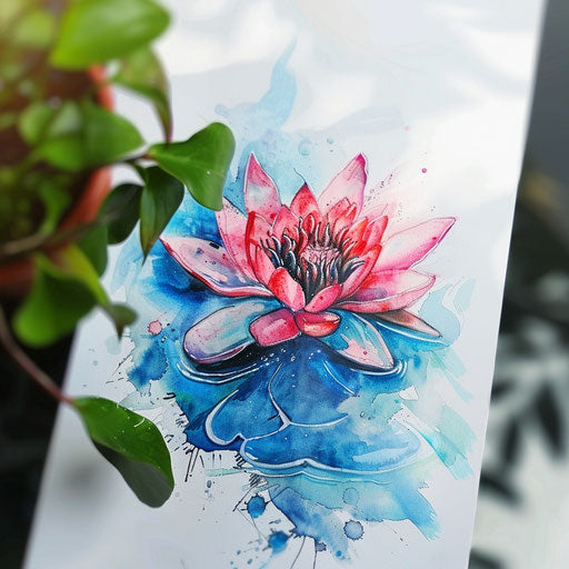 Impressionist water lily tattoo concept, essence of the flower