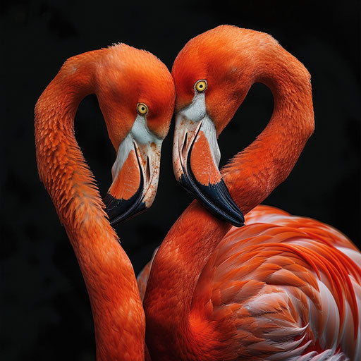 Tender embrace of flamingos