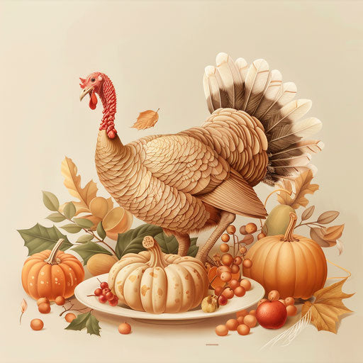Happy Thanksgiving clipart on flat cream background