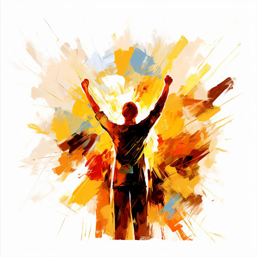 Success in Oil Painting Style on White Background