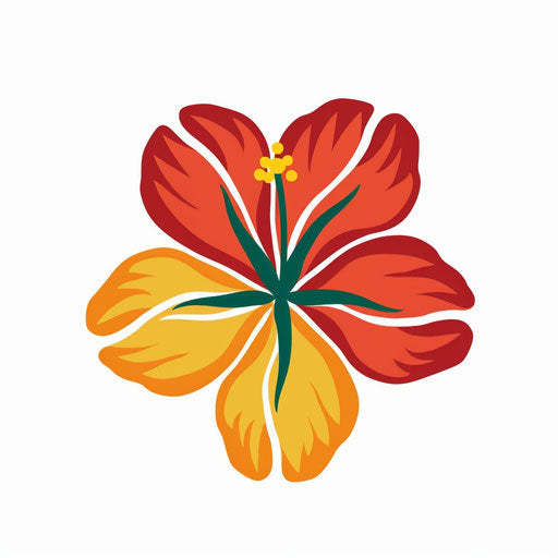 Hawaiian flower illustration in Minimalist style, on white background