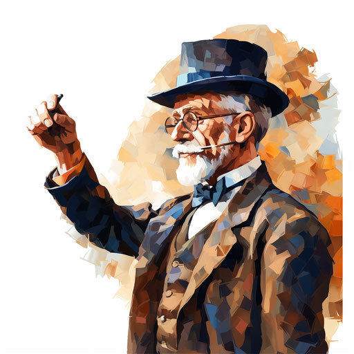 Professor clipart in the style of Oil painting, on a white background