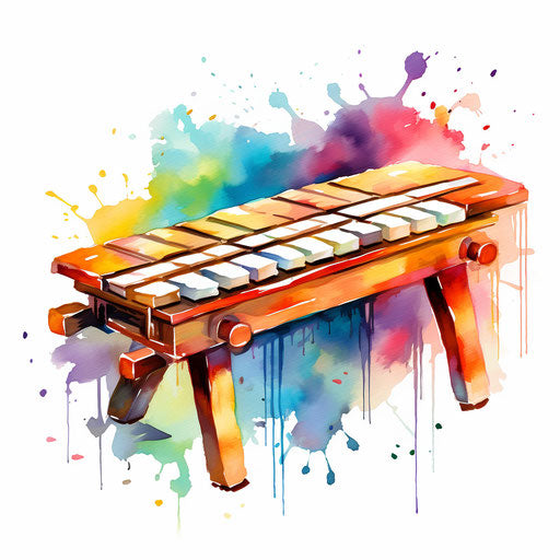 Xylophone clipart in Oil painting style on white background