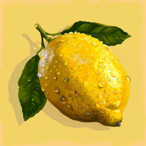 Photo realistic lemon clipart with flat random color background