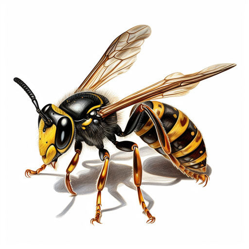 Wasp clipart in the style of oil painting, on a white background