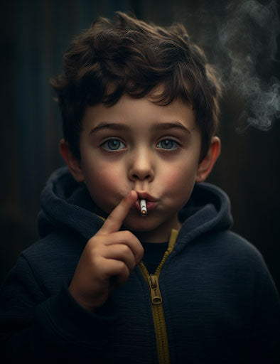 Young boy attempting to lick his finger, furaffinity style