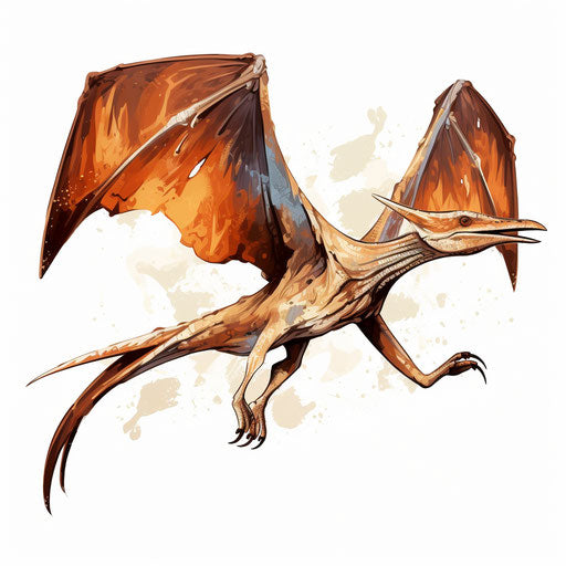 Pterodactyl illustration in the style of Oil painting, on a white background