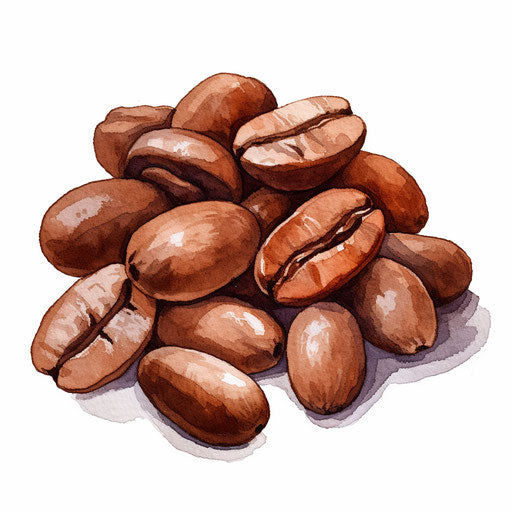 Coffee bean design in Chiaroscuro Art style, on white backdrop