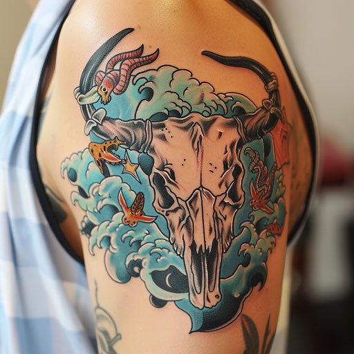 Bull Skull Tattoo Artistic Design