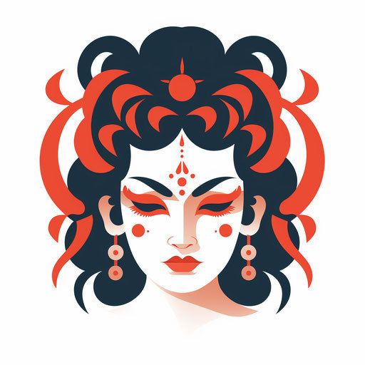 Durga clipart in Minimalist style, on a white background