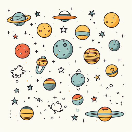 Minimalist space clipart on white background