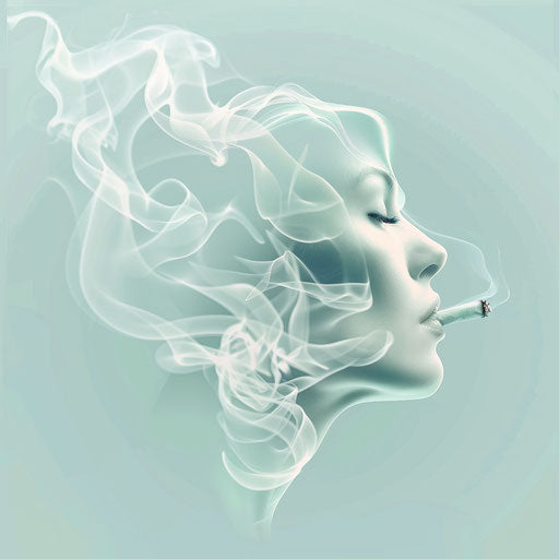 Realistic smoke illustration on flat serene aqua background