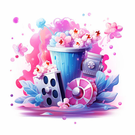 Cinema clipart in the style of Pastel Colors Art