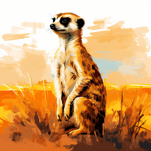 Meerkat clipart in the style of Impressionistic Art, on a white background