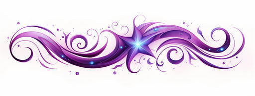 Purple star with swirls, tattoo design gallery, dark turquoise and light pink, light silver and dark pink, award-winning, energetic and bold