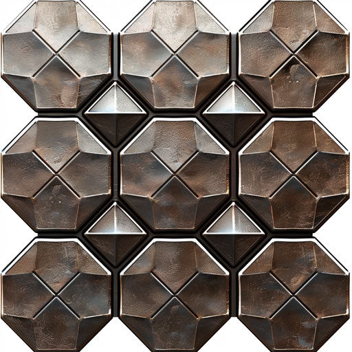 Hexagon clipart with flat random background, metallic sheen