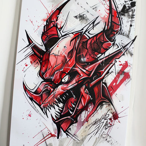 Devil graffiti art on white background