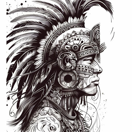 Bold and abstract Aztec warrior tattoo concept