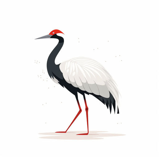 Minimalist crane illustration on white background